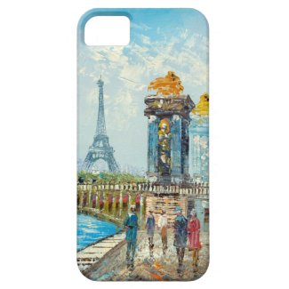 Painting Of Paris Eiffel Tower Scene iPhone 5 Cases