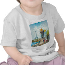 Painting Of Paris Eiffel Tower Scene Tees