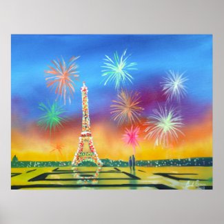 Painting of the Eiffel Tower in Paris Poster