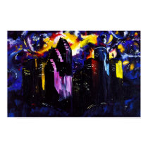 Painting of the Houston Skyline posters