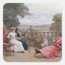 Painting on the Terrace Square Stickers