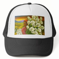 Painting Woman With Cala Lilies Art - Multi Mesh Hat