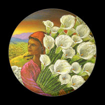 Painting Woman With Cala Lilies Art - Multi magnets