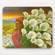Painting Woman With Cala Lilies Art - Multi mousepads by JUDERM Painting Woman With Cala Lilies Art - Multi mousepads