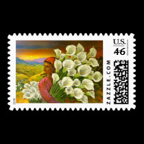 Painting Woman With Cala Lilies Art - Multi stamps
