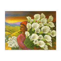 Painting Woman With Cala Lilies Art - Multi postcards