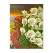 Painting Woman With Cala Lilies Art - Multi postcards