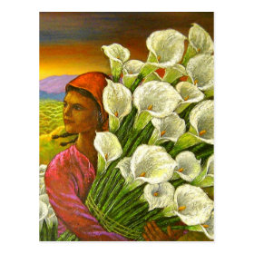 Painting Woman With Cala Lilies Art - Multi Postcard