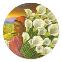 Painting Woman With Cala Lilies Art - Multi stickers