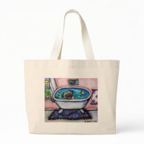 paintingpugpinkbath2 canvas bags