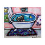 paintingpugpinkbath2 post card
