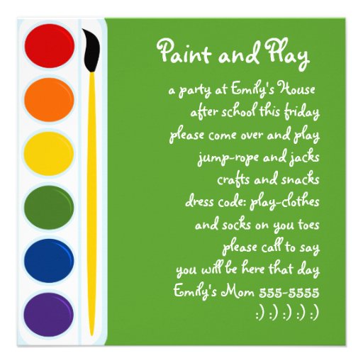 Paints and Brushes Custom Invites