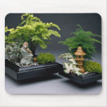 Pair of bonsai trees with ornamental figures mousepad