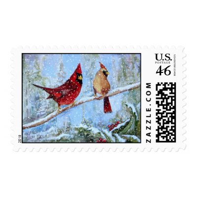 Pair of Cardinals Postage Stamps