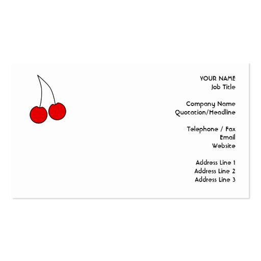 Pair of Cherries. Black, Red and White. Business Cards (front side)