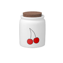 Pair of Cherries. Black, Red and White. Candy Jars