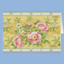 Pair of Cranes Floral Thank You Note cards