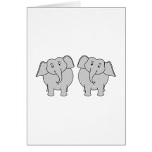 Pair of Cute Elephants. Couple. Card