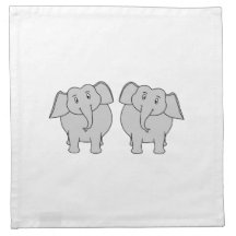 Pair of Cute Elephants. Couple. Cloth Napkin