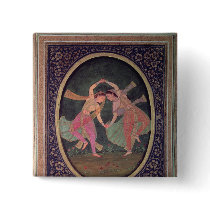 Pair of dancing girls performing a Kathak Pinback Buttons