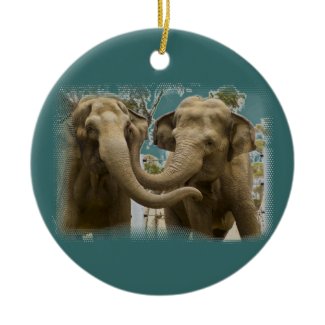 Pair of Elephants Green Ornament