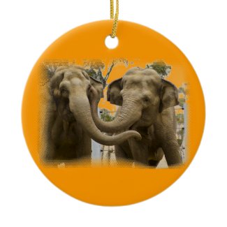 Pair of Elephants Orange Christmas Tree Ornament