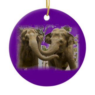 Pair of Elephants Purple Christmas Tree Ornaments