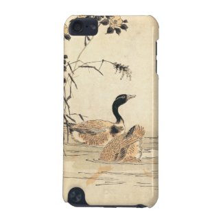 Pair of Geese with Camellias vintage japanese art