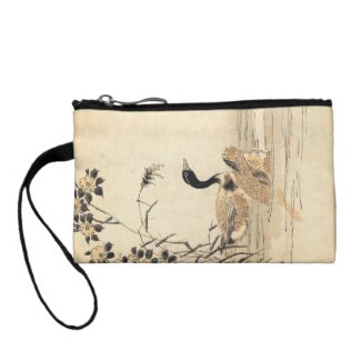 Pair of Geese with Camellias vintage japanese art Coin Wallets