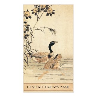 Pair of Geese with Camellias vintage japanese art Business Cards