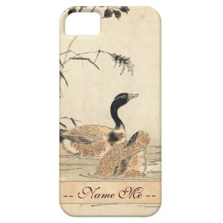 Pair of Geese with Camellias vintage japanese art iPhone 5 Case