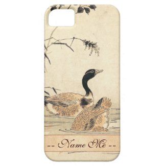 Pair of Geese with Camellias vintage japanese art iPhone 5 Case