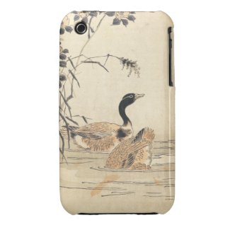 Pair of Geese with Camellias vintage japanese art Case-Mate iPhone 3 Cases