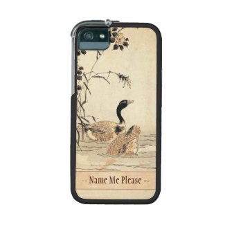Pair of Geese with Camellias vintage japanese art iPhone 5 Case