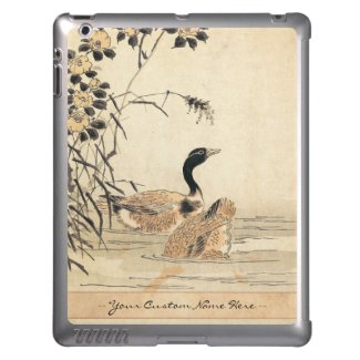 Pair of Geese with Camellias vintage japanese art iPad Cases