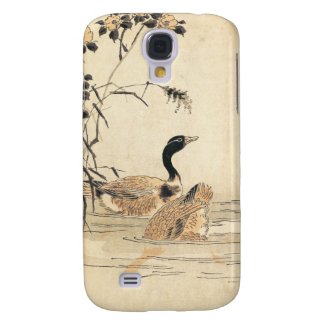 Pair of Geese with Camellias vintage japanese art Samsung Galaxy S4 Cover