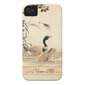 Pair of Geese with Camellias vintage japanese art iPhone 4 Cover
