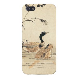 Pair of Geese with Camellias vintage japanese art Cover For iPhone 5