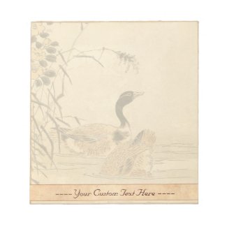 Pair of Geese with Camellias vintage japanese art Memo Note Pad