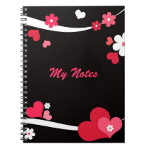 Pair of hearts and flowers notebooks