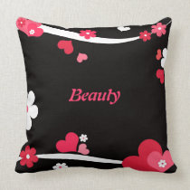 Pair of hearts and flowers pillows
