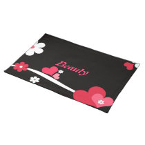Pair of hearts and flowers placemats