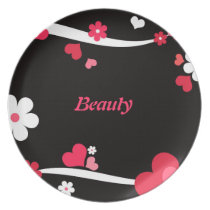 Pair of hearts and flowers plates