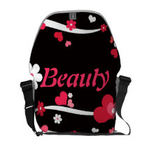 Pair of hearts and flowers rickshaw messenger bags