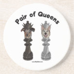 Pair of Queens Chess Dogs Beverage Coasters