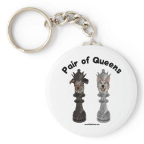 Pair of Queens Chess Dogs Keychains