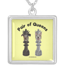 Pair of Queens Chess Dogs Necklace