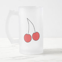 Pair of Red Cherries. Black Outline. Mugs