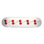 Pair of Red Cherries. Black Outline. Skateboard Deck