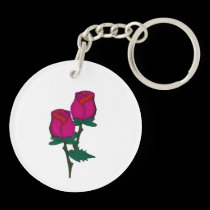 Pair of Red Roses Key Chain key chains